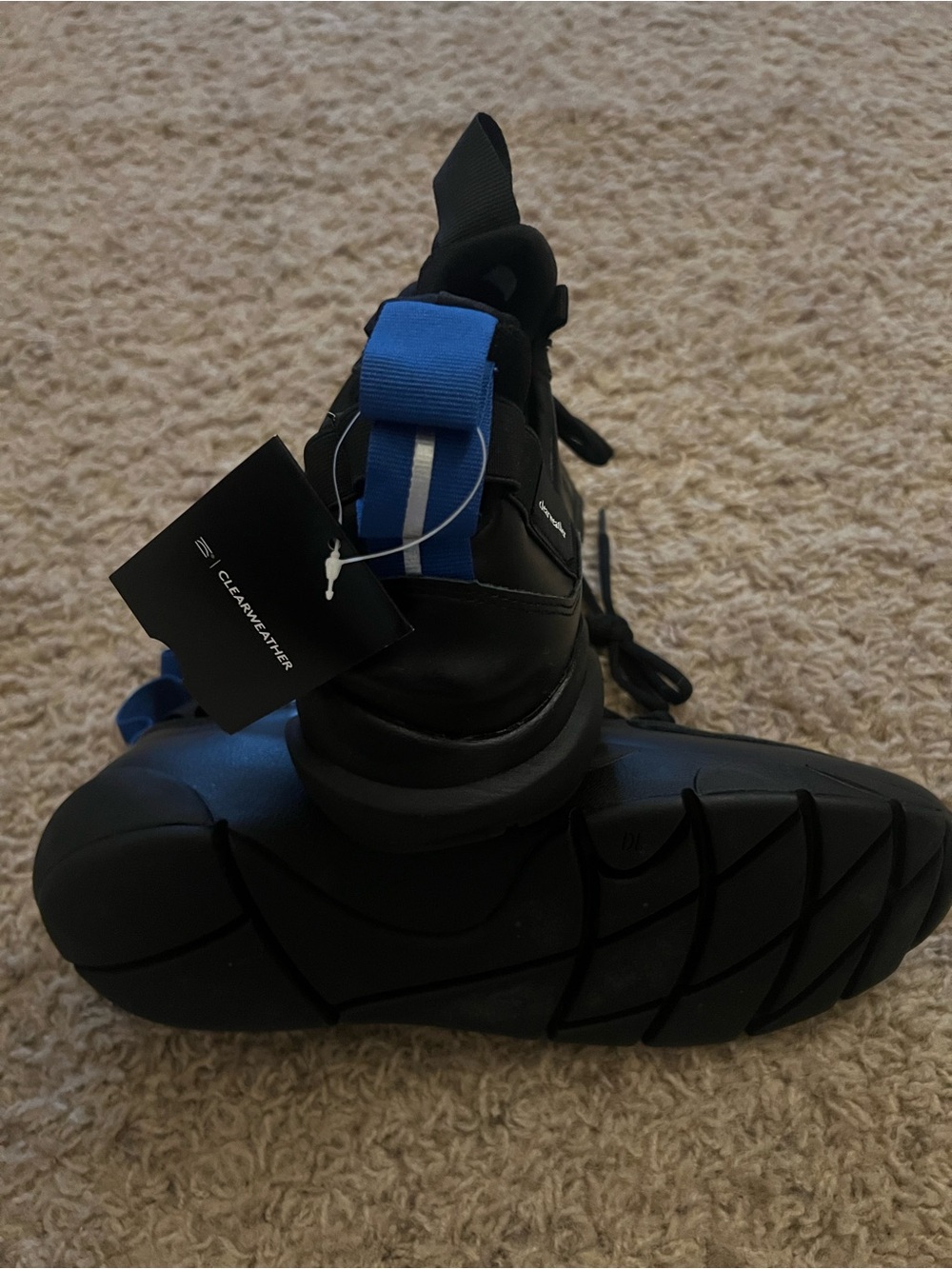CLEARWATER Men's Black Athletic Shoe with Blue Pull Tab